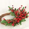 Christmas Decorations Christmas Wreath Pinecone Wreath Red Fruit Festive Wreaths Hanging Pendant for Front Door Home Decor 231101