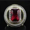 Luxury Hiphop male ring Silver Color 3ct Red AAAAA Zircon cz Rock Wedding Band Rings for men Finger Party Jewelry