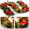 Faux Floral Greenery Weihnachten LED Girlande Dekoration Kranz LED Rattan Girlande Grün Künstlicher Blumenbaum Rattan Banner Kranz Dekoration 231102