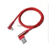 Cavi per telefoni cellulari Tipo C S Micro USB da 90 gradi 1M 2M 2A Cavi per caricabatterie rapido Linea dati intrecciata per S20 S21 S9 S10 Nota 20 Smartphone A Dhlu2