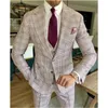 Garnitury męskie garnitur dla mężczyzn Slim Fit Check Dwa guziki elegancka sukienka męska ubrania Zestawy Blezer