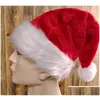 Julekorationer Santa Hat Deluxe Party Plush Hats Röd Vit Tjock Coral Veet för Kid ADT Barn Män kvinnor DROPEL SEVERY HEM DH36J