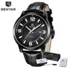 Armbandsur Benyar Auto Date Män Titta på Top Waterproof Military Army Male Clock Sport Business Guidle Leather Wristwatch 5168