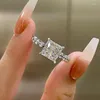 Anéis de casamento Caoshi luxo moderno anel de moda para mulheres brilhante princesa quadrado zircônia dedo jóias cerimônia elegante presente