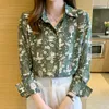 Women's Blouses Chikichi Green Shirt Women 2023 Herfststijl Elegant en modieus bedrukte blouse dames met lange mouwen Ladies Tops Plus size