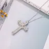 Chokers 925 Silver Exquisite Bible Jesus Cross Pendant Necklace For Women Men Crucifix Charm Simulated Platinum Diamond Jewelry N028 231101