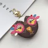 Favors Owl Keychains Designer Animal Fur Chick Car Keyring Chain Charms Leather Coin Cards Keys Holder Purse Zipper Pocket Bag Pendant No