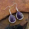 Boucles d'oreilles pendantes améthystes en forme de larme pour femmes, haut de gamme, pierre naturelle, de luxe, de styliste, Bijoux pour femmes