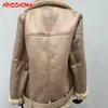 Frauen Wollmischungen MNCCMOAA 2024 Hohe Qualität Winter Frauen Mode Lose Dicke Lamm Doppelseitige Biker Jacke Mantel Weibliche Solide Reißverschluss warme Outwear 231102