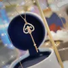 Chains Inlaid Crystal Love Heart Key-shaped Necklace Pendant Dream Romantic Ladies Jewelry Wedding Party AccessoriesChains