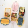 食器セット日本語スタイルのベントボックスキッズ学生コンテナ小​​麦ストロー素材リークプルーフスクエアランチとコンパートメントスープカップ