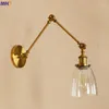 Vägglampor antik retro vintage lampa guld glas skugga loft industriell edison sconce belysning justerbar lång armljus