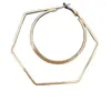 Hoop Earrings Punk Fashion Jewelry Smooth Hexagon Large Ring Women's Geometry Hollow Statement Gift