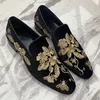 Dress Shoes Loafers for Men Flock Embroider Black Casual Slip On Breathable Handmade Mens Size 38 48 231102