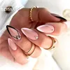 24pcs migdałowe Fałszywe paznokcie Krótkie francuskie prasa do projektowania na paznokci sztuczna baletnica Pełna okładka Fałszywe końce paznokci