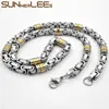 Chokers Sunnerlees 316L Naszyjnik ze stali nierdzewnej 8 mm geometryczny łańcuch bizantyjski Black Gold Srebrny Kolor Mężczyzn Kobiet Biżuteria SC56 231101