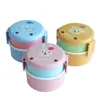 Dinnerware Sets 540ml Animal Lunch Box Double-layer Round Mini Bento Children's Fruit Snack Microwave Kids