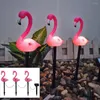 Flamant rose LED lampes à gazon lampe de jardin lumières solaires extérieures décor d'oiseau pieu paysage décoration éclairage de nuit