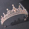 Pannband Rose Gold Silver Color Barock Black Vintage Red Green Crystal Half Crowns Princess Queen Tiara Diadem Weddem Hår smycken 231102