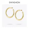 Enfashion Big Hoop Earrings Solid Gold Color Eternity Earings rostfritt stål Cirkelörhängen för kvinnor smycken EC171022 J190718320U