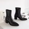 Boots High Heels Women Short Boots Elegant Pointed Toe Office Lady Shoes Woman Genuine Leather Side Zipper Autumn Winter 231102