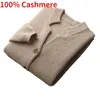 Misturas de Lã Masculina Chegada Outono Inverno Alta Qualidade Suéter Cardigan Masculino 100% Caxemira Casaco de Bolso Espessado Cor Sólida Tamanho S M L XL 2XL 231102