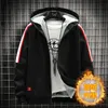 Mens Hoodies Sweatshirts Fleece Lined Hoodie Men Warm Jacket Casual Zip Up Winter Jacket Men Coats Solid Color Hooded Jackets for Men Outwear Sweatshirt 231102