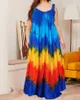 Robe imprimée Vortex Tie Dye, grande taille, ample, bretelles, vadrouille pour femmes