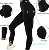 Damen-Yoga-Leggings, für Fitnessstudio, Fitness, atmungsaktiv, schnell trocknend, hohe Taille, Hebe-Hüfte, Workout-Leggings, Laufhose mit Tasche