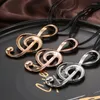 Pendant Necklaces Silvery Plated Music Note Big Vintage For Women Leather Chain 3 Layered Necklace Fashion Jewelry Gift 2023