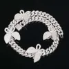 Luxe Bling Bruidssieraden Strass Diamant Cubaanse Link Chain Vlinder Choker Ketting voor Bruiloft voor feest