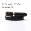 Bälten Original Luxury Metal Buckle For Women Jeans Dresses Coats Sweaters Black Pu Leather Lady Outfits Accessories