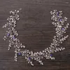 Pinzas para el cabello para mujer, diadema de boda con perlas de cristal púrpura, Tiara hecha a mano, accesorios para tocado de novia, joyería