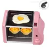 Fornos elétricos multifuncionais mini cozimento padaria forno assado grill ovos fritos omelete frigideira máquina de café da manhã pão fabricante torradeira