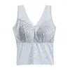 Camisoles réservoirs débardeur confortable Cami gilet couleur unie dos fendu dentelle soutien-gorge vêtements de maison