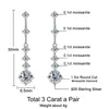 Boucles d'oreilles pendantes pour femmes, 3ct, une paire, couleur D, VVS1, diamant, longues pampilles, gouttes, argent Sterling 925, bijoux fins, cadeau, 231101