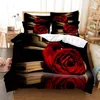 Bedding Sets Red Rose Bedding Conjunto de Quiltduvet Capa Casa 3d HD Double Full King Queen Twin Single 32pcs Polyster Comperter Capa 2303331