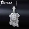 Nouveau collier pendentif Jésus de grande taille avec chaîne de tennis pour hommes, bijoux de charme glacé, chaîne de couleur or argent, bijoux Hip Hop 210323327s