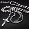 Man's Luxury Steel Catholic Rosary Cross Charm Necklace Pendant Center Center Connectorsクリスマス宗教財210621284g