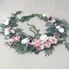 Party Decoration Artificial Rose Flower Table Runner Rustic Garland Floral Arrangements Bröllopsceremoni Bakgrunds båge Blommor