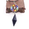 Colares pendentes YJXP Crystal de pedra natural personalizado Pendulum 7Chakra Colar de forma em espiral