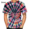 Men's T Shirts 2023 Summer 3D Printed Men Women Unisex Spiral Tie Dye Design Short Sleeves Casual Sports