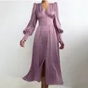 Nouvelle robe de printemps pour femmes, Design Sense Palace, manches lanternes enveloppées pour montrer une fine robe longue de style européen et américain