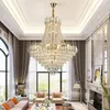 Lustres Dimmable LED Lampe Suspendue Cristal Luminaire Hall Décor Lustre Or Lustre De Luxe Appareil Ménager Villa