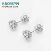 Stud KNOBSPIN 1CT D Color Earring S925 Sterling Sliver Plated with 18k White Gold Earrings for Women Wedding Fine Jewelry 231101