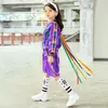 Set di abbigliamento 2023 Tendenza moda Costumi di danza Bambini Costume hiphop Ragazze Stage Clothis Purple Street 2 pezzi Teenage Jazz