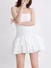 Casual Dresses White Elegant Lace Dress Women 2023 Summer Vacation Strapless Vestido Mujer Hollow Out Vintage Sexy Bodycon Sleeveless