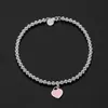 Perline da 4 mm braccialetti con ciondolo a forma di cuore per donna adorabile carino S925 argento con perline gioielli con diamanti di design braccialetti di lusso