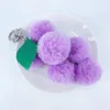 Llaveros Fruta Pom Ball Llavero Imitación Piel Coche Titular Pompom Uva Llavero Mujer Bolsa Colgante Charms Anillo Regalo