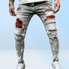 Jeans da uomo con griglia in puro colore Pantaloni hip-hop firmati patchwork grigi Slim Fit Matita stile hiphop elastico 2204088989106